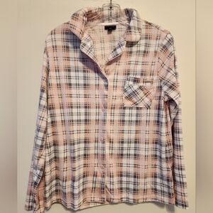 Pink Plaid Tahari Button Down Shirt Soft Size Large